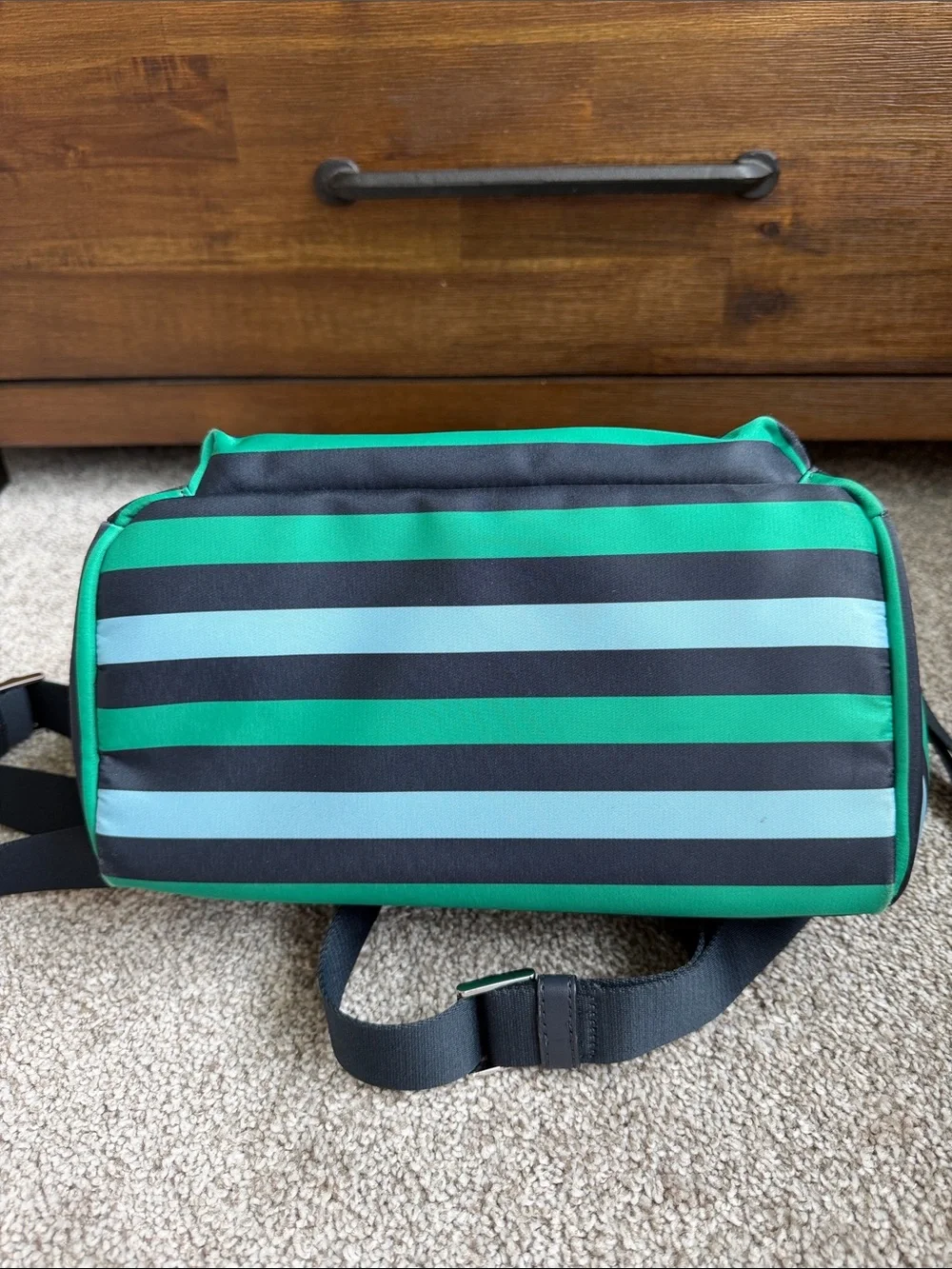 kate spade Blue, Green & Black Striped Nylon Backpack